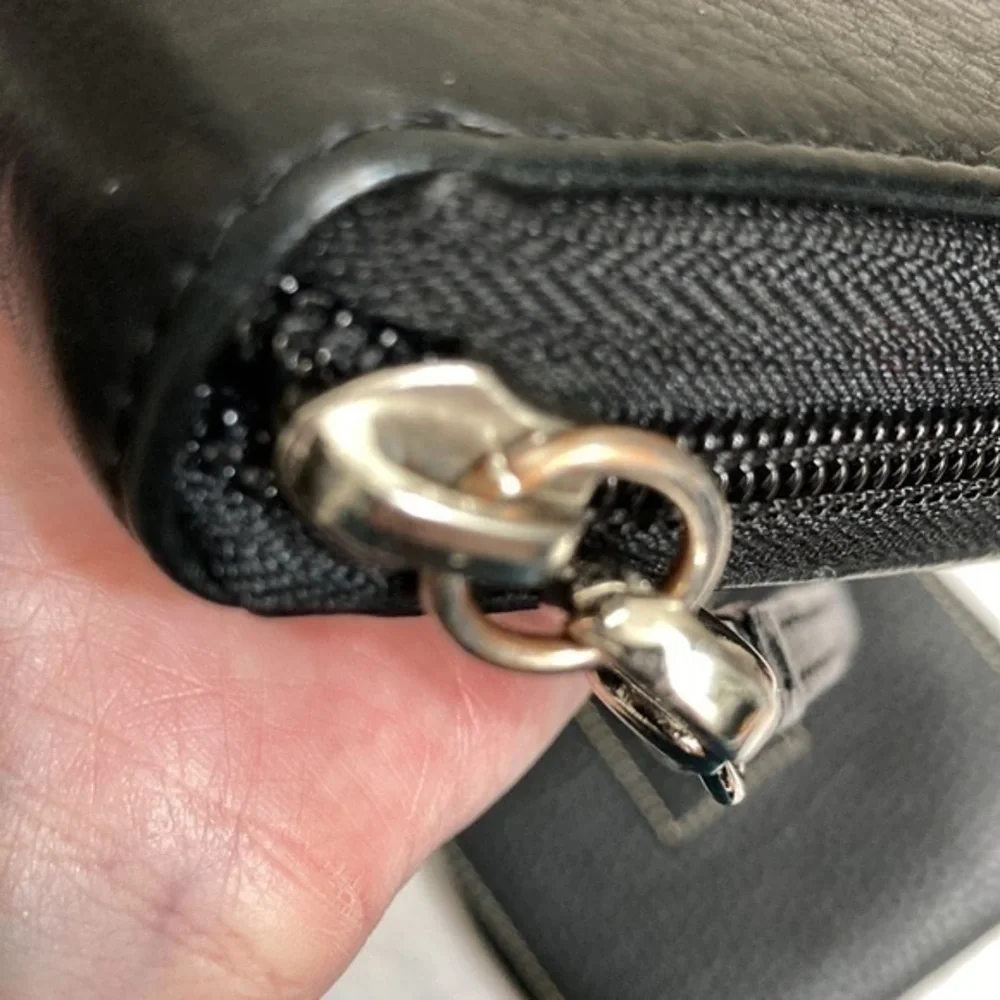 Levenger studded zipper clutch wristlet walker